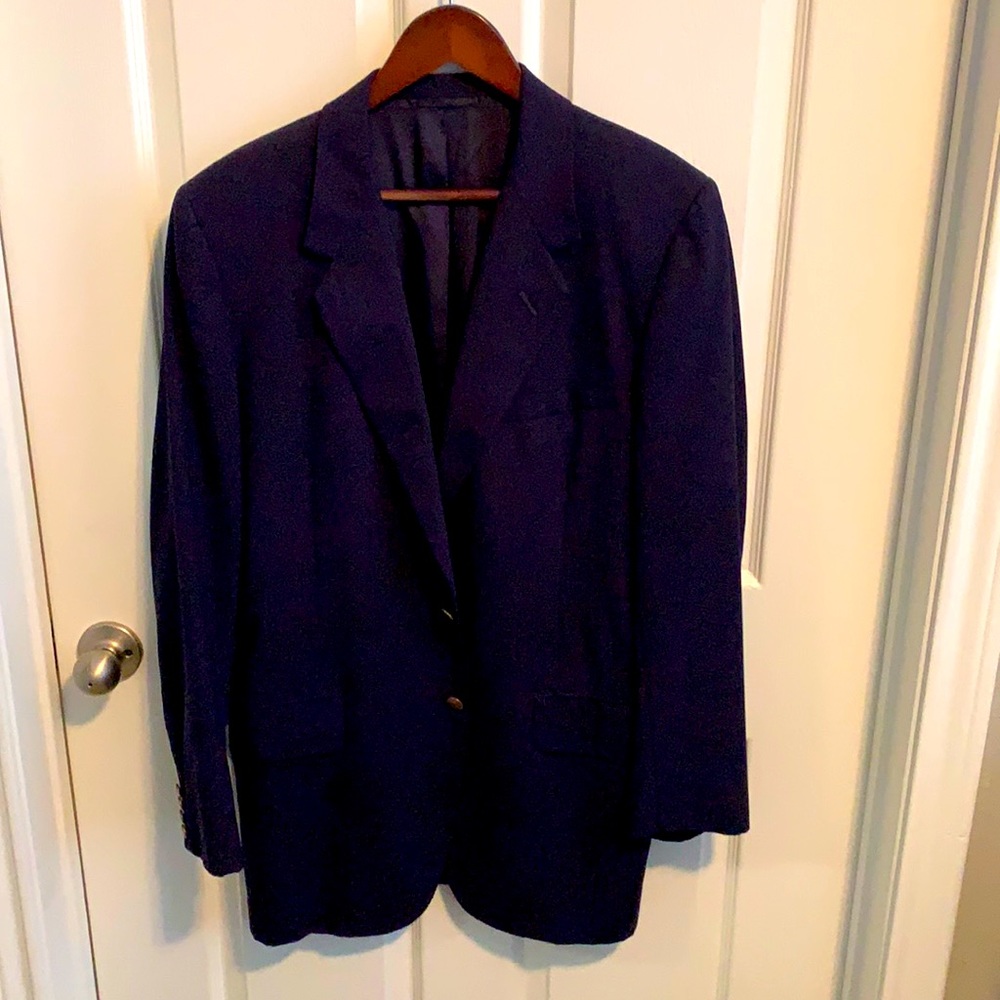 Oxxford Sport Coat - Navy Blue - Vintage Luxury Clothing - 44L